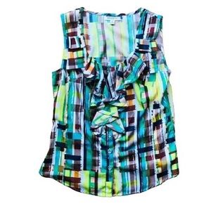 Banana Republic Colorful Pattern Ruffle Tank Top
